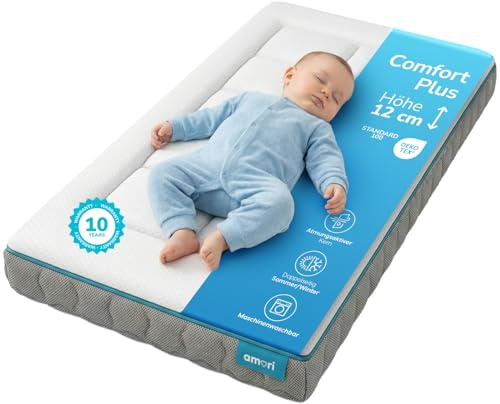 AMORI Colchón Cuna 60x120 cm | Hipoalergénico | Oeko-Tex | Comfort Plus