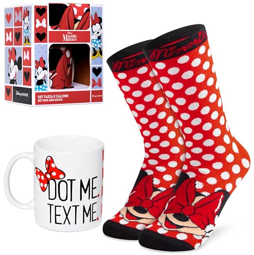 Disney Stitch Mug and Calf Socks Gift Set for Women Teenagers Cute 312ml Ceramic Mug Soft Socks, Stocking Filler Gifts for Her (Red)