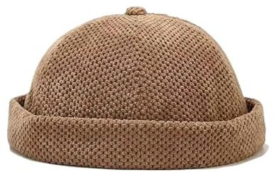 LiuliuBull Berretto Senza Visiera a Forma di Melone retrò, Unisex, Berretto da Marinaio, con Pannelli Elastici Colorati alla Moda, in Cotone(Brown)