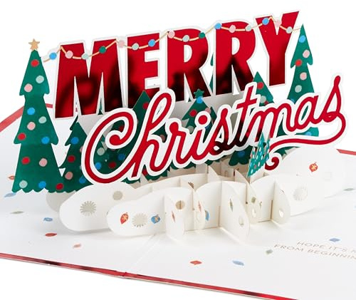 Hallmark Tarjeta de Navidad, 3D y tarjeta emergente, pancarta festiva, rojo, verde