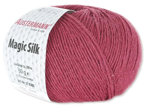 Frida's Wollhaus Austermann 50 g Magic Silk Wolle Seide Stricken Häkeln Handarbeit 14 Farben (03 | Kirsche)