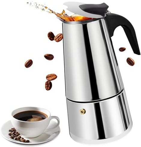 Vaolvpant 12 Tassen Mokkakanne Perkolator Italienische Kaffeemaschine 600 ml Herd Espresso Mokka Edelstahl Greca Kaffeemaschine Klassische Cafe Makers Geeignet für Induktionsherde Keramikherde Gerade