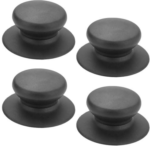 NJCXOLA 4pz Manopole per Coperchio Pentola, Pomelli Universali, Pomelli per Coperchio in Bachelite con Accessori per Viti per Coperchio Pentola, Casseruola, Bottoni di Ricambio (Nero)