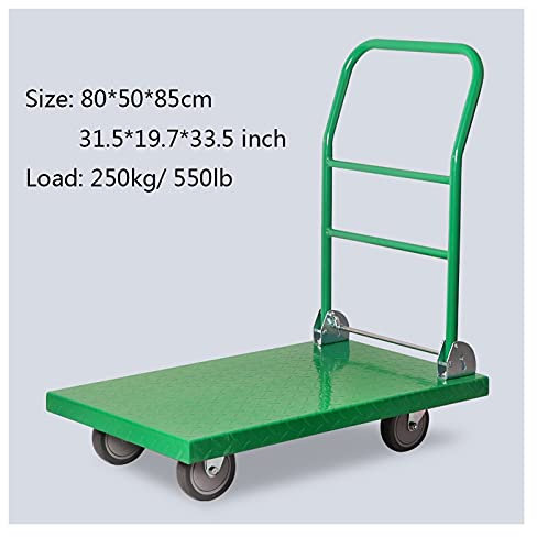 Robuste Metall-Plattform-Handkarre mit faltbarem Griff und Universalrädern, ideal für den Transport von Eisengegenständen, verschiedene Größen, Schiebewagen zum Laden, 80 x 50 Größenoptionen