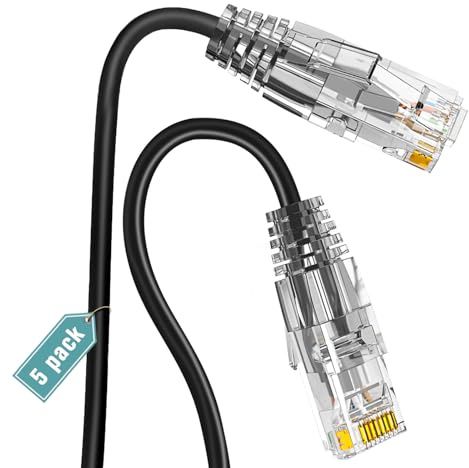 Ercielook Cable Cat6a 2m 10Gbps para Panel de Parche, 5 Unidades | Frecuencia 550MHz, cable de cobre puro 28AWG. Ideal para switch, router y gabinete de red. Conexión estable y duradera.