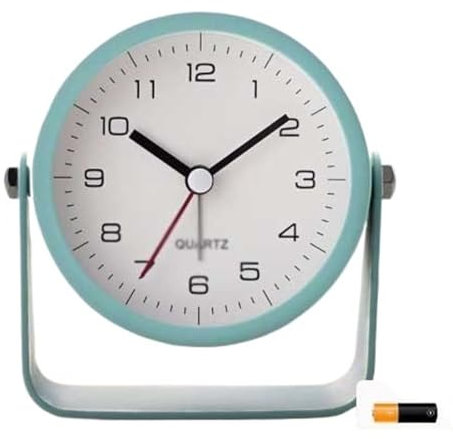 Huangj-0527 Silencieux Réveil à étagère analogique Ronde, for Salon, Chambre à Coucher, Bureau, école, Cadeau for Adulte, réveil Multifonctionnel avec veilleuse sans Tic-Tac(Green)