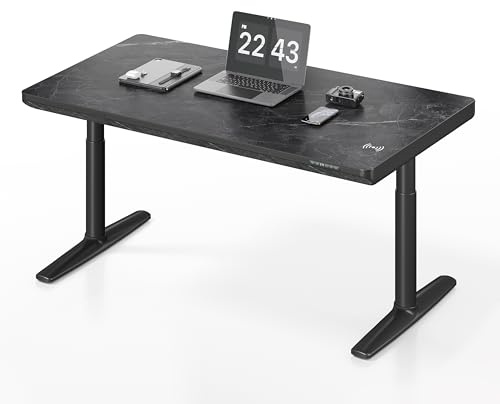 MAIDeSITe Yoga Höhenverstellbarer elektrische Stehtisch, Doppelmotor mit kabelloser Aufladung, verdeckter Schublade,ausgestattet mit intelligentem Steuerungssystem und Kollisionsschutz
