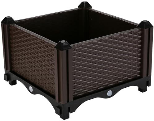 Sea Team Praktischer Balkon Pflanzkasten 30x30x20cm – Ideal für Kräuter, Frühlingszwiebeln & Erdbeeren, mit Drainage und leichtem PP-Material (für Balkon/Fensterbank)