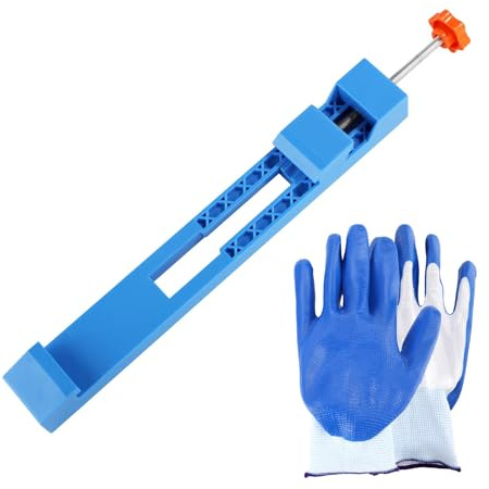Adjustable Cutting Machine Rail Guide, Plastic Circular Saw Milling Guide Track with Gloves Blue Electric Circular Wood Saw Milling Positioning Clamp Accessories for Cutting Tasks
