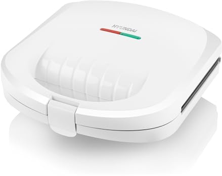 HYUNDAI ELECTRONICS SM625W I Sandwich Maker I 800 W | Sandwich Maker for 4 Triangles | Temperature Control Light | Power Indicator | White