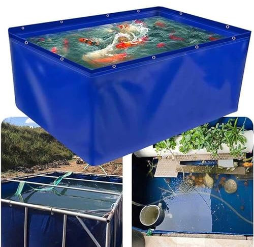 Faltbarer, wasserdichter Fischteich aus Segeltuch mit Ablassventil | 0,5 mm Planen-Kulturbecken für Koi, Schildkröten und Wasserlebewesen | Robustes Outdoor-Aquarium für Gärten und Teiche