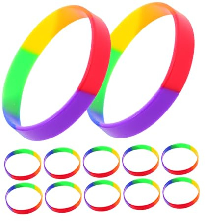 HOODANCOS 20 St Regnbågsarmband Barnarmband Hbtq-Armband Silikonarmband Armband Gummi Silikonarmband För Barn Gummiarmband Regnbågsarmband Gummiarmband