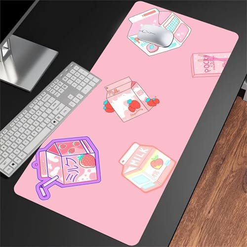 Gaming Mauspad XXL Rosa Cartoon - Groß Mousepad 1200x600x3mm - rutschfeste Schreibtischunterlage für Gaming und Büro - Fransenfreie Ränder - Improved Precision and Speed