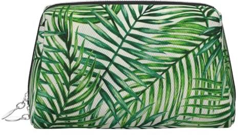LMNUDS Bolsa de aseo de hoja de plátano, organizador de maquillaje compacto para mujer, plateado, Talla única