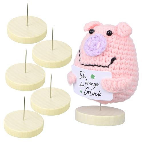 FUNOMOCYA Set 6 Supporti per Bambole in Feltro con Base in Legno Resistente e Design Elegante per Esposizione Duratura di Piccoli Oggetti e Bambole