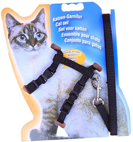 VICASKY Verstellbares Katzenhalsband mit und Leine Schwarzes Geschirr für Kätzchen Schnappverschluss Förmig Sicherer und Optimaler