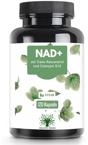 Liposomales NAD+ Kapseln Hochdosiert 800mg – Mit Trans-Resveratrol 100mg, Coenzym Q10 100mg, Vitamin B2, B3, B6 & B12 – Vegan, Glutenfrei & Ohne Gentechnik – 120 Kapseln Nahrungsergänzung