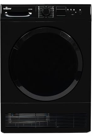 Willow WCD8B Black 8kg Freestanding Condenser Dryer with 15 Programmes, 3 Button Functions, LED Display