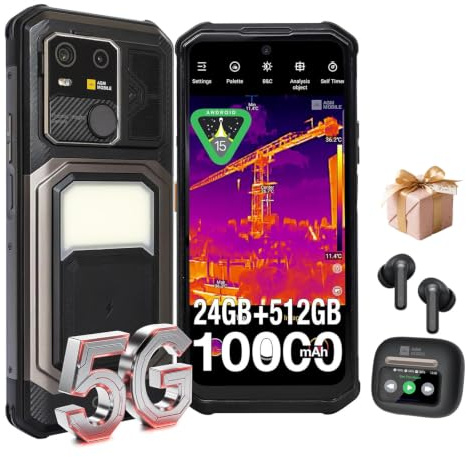 AGM G3 Pro Outdoor Handy Wärmebildkamera 512x384 Auflosung (G3 PRO+Buds 9) | 24GB+512GB/SD-1TB 10000mAh Akku,6.72 Zoll FHD+120Hz,IP68/IP69K Wasserdicht,NFC/OTG/GPS/Face ID