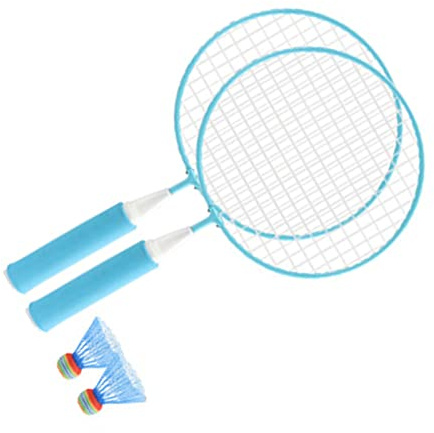 RASTKY Badmintonracket för Barn med 2 Bollar - Badmintonracketsats Stort Nät, Mjukt Grepphandtag Bekvämt - Badmintonracket Barn Inomhussport (Blå)