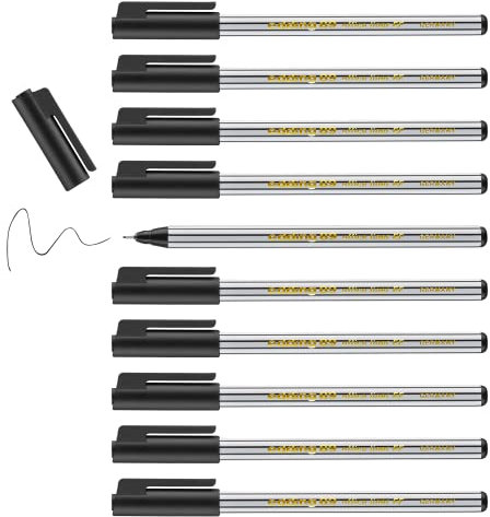 edding 89 - Fineliner - schwarz - 10 Stifte - extrafeine Rundspitze 0,3 mm - dünner Faserschreiber für feines und präzises Schreiben, Unterstreichen, Zeichnen - für Büro, Schule und Zuhause
