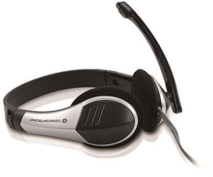 Conceptronic CCHATSTAR2 Stereo Headset, Silver, 165x170x65mm