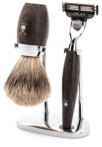 MÜHLE Rasierset - Kosmo Serie - Feines Dachshaar - kompatibel mit Gillette-Klingen - Mooreiche