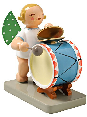Wendt & Kuhn Grunhainichen Engel Percussion Figur Blond handbemalt