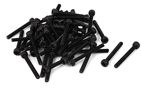 sourcing map 50 Stück Innensechskantschraube M3 x 25mm Zylinderschrauben Carbon Stahl Maschinenschrauben Innensechskant Cap Head Schrauben Schwarz