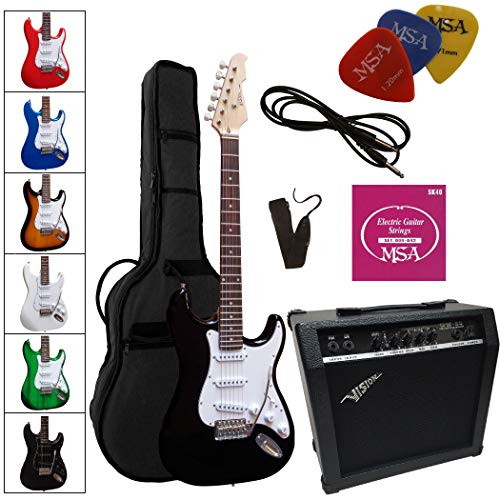 ELEKTROGITARRE - FARBAUSWAHL - E-GITARRE - IM SET MIT 45WATT VERSTÄRKER - TASCHE - BAND - SAITEN - 3xPIK - GW25 (E-Gitarre weiß)