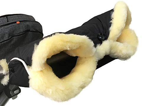 100% Australia Sheepskin Stroller Hand Muff Universal Fits Strollers Prams Joggers Lambskin Gloves Keep Your Hands Warm,Cream