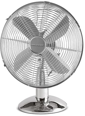PROFI CARE PC VL 3062 M - Ventilateur de table - 30 W - Avec angle ajustable - 25 cm - 3 vitesses - 4 niveaux (0-1-2-3) - Silencieux - Chrome