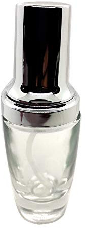 Botella de perfume de vidrio vacía cónica con atomizador de niebla fina de plata (30 ml)