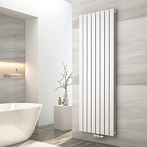 EMKE Heizkörper Vertikal 1800x620mm, Flachheizkörper Mittelanschluss Design Heizkörper Flach Moderne Paneelheizkörper Doppellagig Wandheizkörper Weiß 2227 Watt