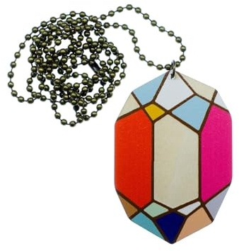 Miniblings Holz Diamanten Halskette 80cm bunt | Halsschmuck aus eigener Fertigung in Berlin, mit Muster und Form
