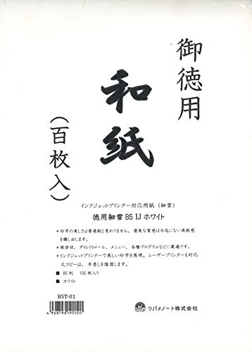 Tsubame Note B5T-01 Copy Paper, Washi Paper, B5, Economical Snow, White, 100 Sheets