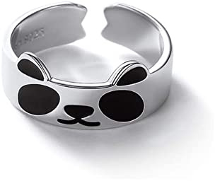 Anelli a fascia aperta con panda da donna, ragazza, uomo, alla moda, regolabile, espandibile, impilabile, con coda di nocche, gioielli delicati per figlia, nipote, compleanno, Natale, regalo alla moda