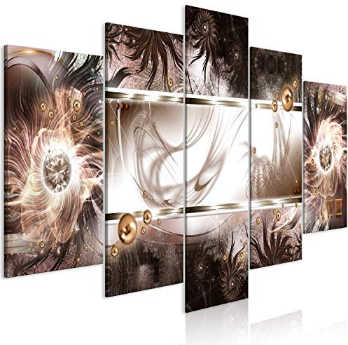 murando Acoustic Canvas Wall Art Abstract 200x100 cm / 79 x 39 picture with acoustic foam sound absorption print image Artwork 5 pcs room acoustics soundproofing Moon brown gold a-A-0561-b-m