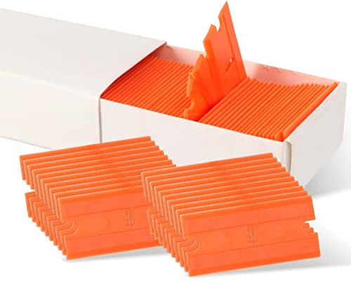 SIRALMNO 100 Pack Scraper Plastic Replacement Blades, Plastic Blades for Hob Scraper, Plastic Scraper Replacement Blades Used for Window, Floor,Oven, car Sticker Remover Scraper.