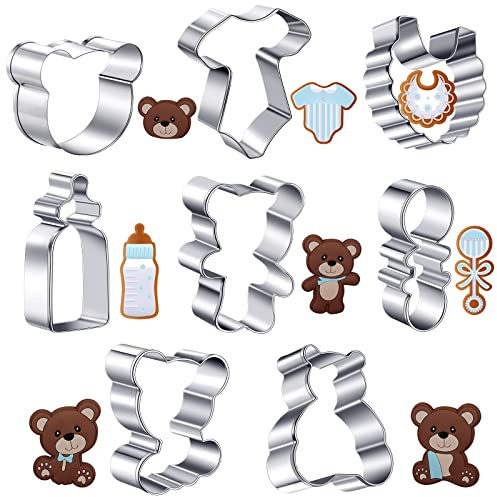8 Pieces Bear Cookie Cutters Set Baby Shower Vintage Cookie Cutter Bear Biscuit Mould for Home Kitchen Baking Biscuit Baby Shower Party Supplies