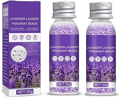 30 g Lavendel-Wäscheperlen, Wäscheduft-Booster-Perlen für die Waschmaschine, Geruchsbeseitigung, Weichspüler-Perlen sorgen für langanhaltenden Duft (2 Stk)