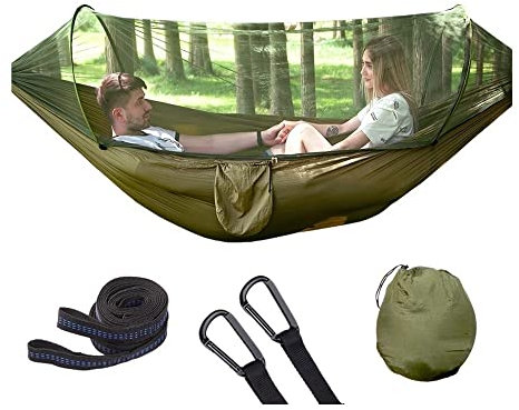 HEPYLAIFU Camping Hängematten Set Hängende Camping-Hängematte mit Netz leichte Outdoor-Schaukel Schlaf-Hängematte Reisen (Color : A, Size : 290 * 140CM)