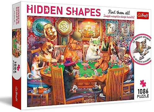Trefl - Puzzle Hidden Shapes: Spieleabend - 1000 + 86 Elemente | Finde das Puzzle Versteckte Formen, Ungewöhnliche Puzzles, Kreative Unterhaltung, Spaß für Erwachsene und Kinder ab 14 Jahren