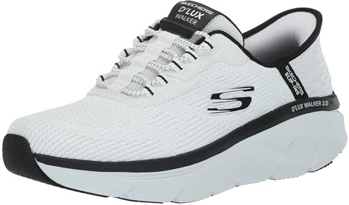 Skechers Herren D'lux Walker 2.0 Rezinate Freisprecheinrichtung Sneaker, Weiß/Schwarz, 42.5 EU