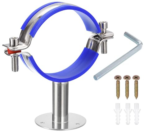 sourcing map Stainless Steel Pipe Supports Wall Mount Ceiling Mount Pipe Bracket Adjustable Clamp Pipe Straps with Screws Fit for Dia 80-89mm Pipe Tube