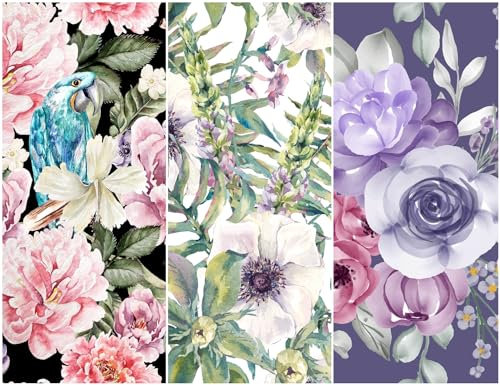 Heko Panels Oxford Stoff Panel Wasserdicht Mit 3 Mustern Canvas-Stoff Polyester Stoff Zum Nähen Nähstoffe Dekostoffe Wasserabweisend Blickdicht 121,5 x 153 cm Blumen