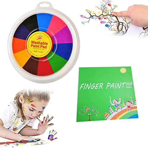 Fingermalfarben für Kinder Ungiftig, Fingerfarben für Kinder, 12 Farben Fingerabdruck Stempelkissen für Papier Handwerk, Stoff Malerei, DIY und Geburtstag Geschenk