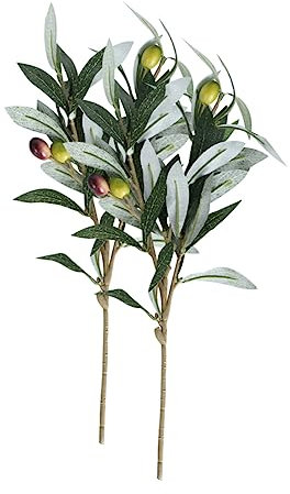 TOPPERFUN Artificial Olive Branches Greenery Decoration 2pcs Simulation Olive Leaves Faux Plant for Home Wedding and Photography Props
