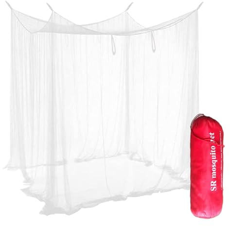 Tragbares Moskitonetz Outdoor-Doppelte quadratische Netzung 200 x 200 x 180 cm für Reisen, Camping, Haus und Garten (Weiß)