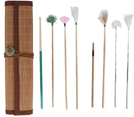 7 Pièces Outils D'élimination du Cérumen, Massage En Profondeur Relaxant Cuillère à Creuser les Oreilles Ensemble De Bâtons De Plumes D'oie Cure-oreille Ensemble De Nettoyant Pour Cérumen Avec Tapis